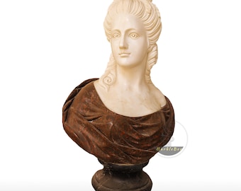 マダム・デュ・バリーの胸像彫刻 - 大理石の女性アンティークアート像