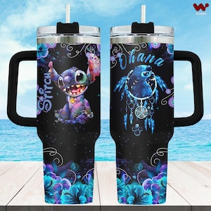 Disney Stitch 40oz Tumbler, Ohana Stainless Tumbler, Lilo And Stitch Drinkware Tumbler, Stitch Cup, Disneyland Trip Steel Tumbler