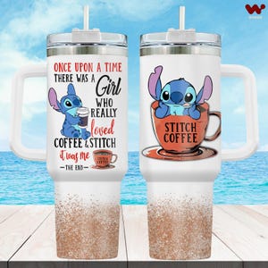 Disney Stitch 40oz Tumbler, Stitch Coffee Stainless Tumbler, Lilo And Stitch Drinkware Tumbler, Stitch Cup, Magic Kingdom Steel Tumbler