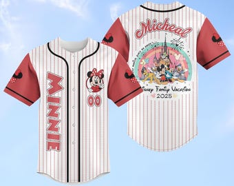 Personalisierte Minnie Maus Baseball Jersey, Benutzerdefinierte Disney Park Outfit, Süßes Maus Fan Jersey Shirt Frauen, Disneyland passendes Shirt