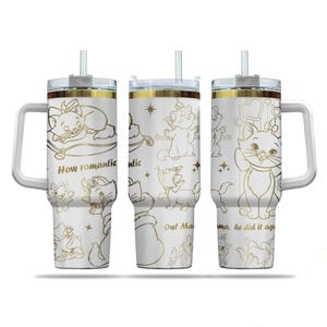 Marie Cat Engraved Tumbler, The Aristocats Tumbler 40oz, Disney Character Stainless Tumbler, Magic Kingdom Tumbler Cup, Disney Cat Cup