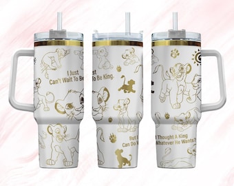 Vaso grabado del Rey León, Vaso de Simba de 40 oz, Vaso de acero inoxidable de la película Disney, Vaso de acero del Reino Mágico, Vaso de Simba