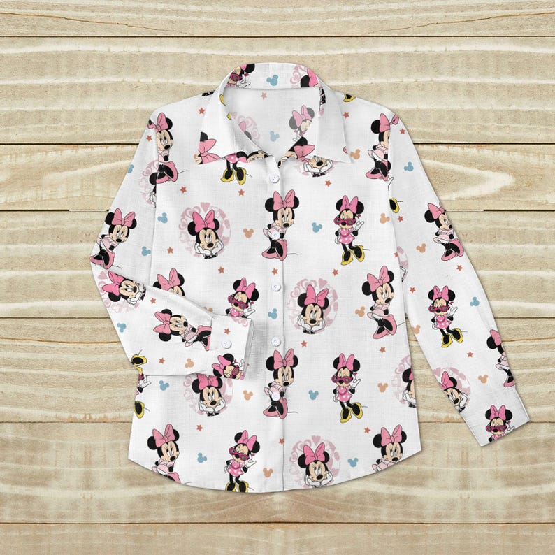 Disney Minnie Linen Shirt, Magic Kingdom Shirt Women, Disneyland Shirt, Minnie Mouse Linen Shirt Women, Mickey And Friends Shirt