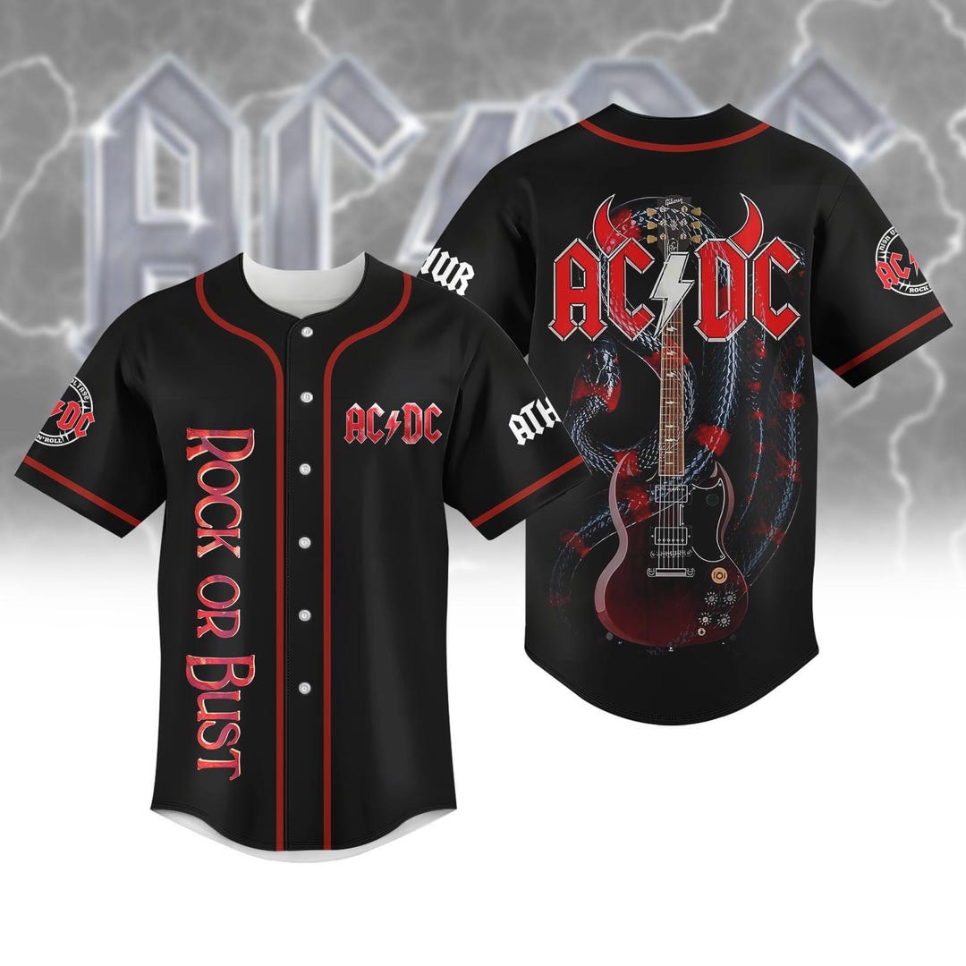 Adcd Power Tour 2025 Baseball Jersey, Custom Name Acdc Baseball Shirt ...