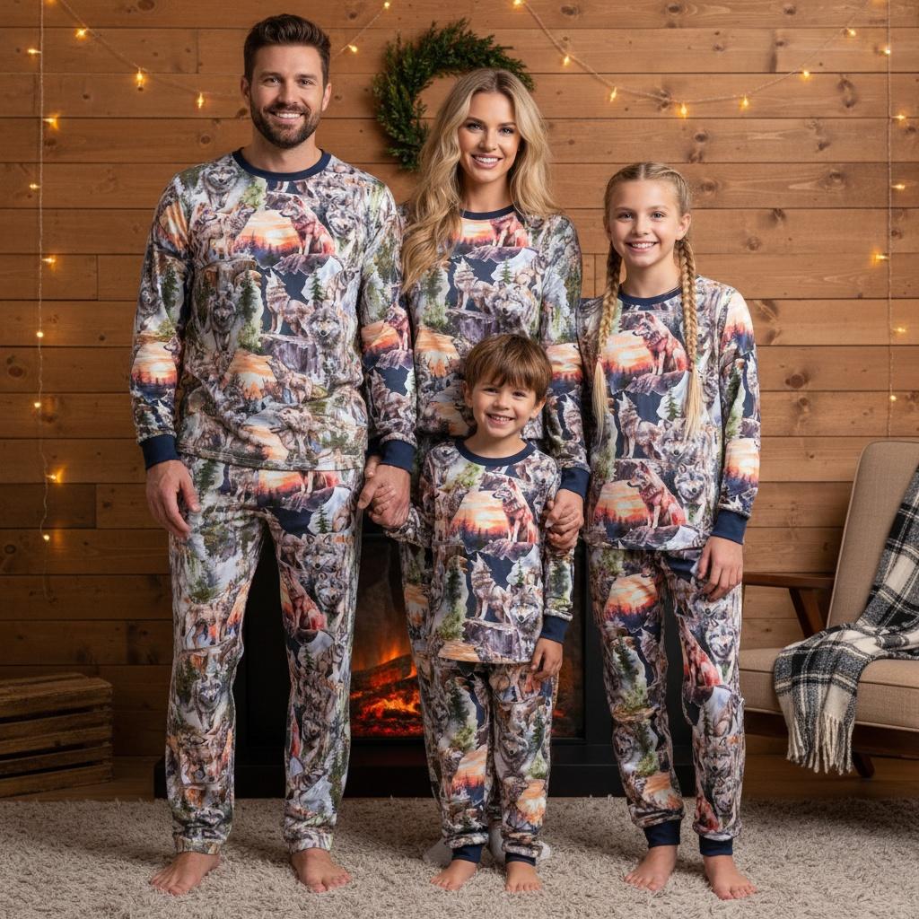 Dolphin & Fish Matching Family Christmas Pajamas - 100% Cotton, Womens, Mens, Kids Long Sleeve Set - View #4