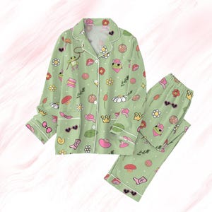 Set pigiama di San Valentino a forma di rana, pigiama per le feste con animali, regalo di San Valentino, pigiama carino con rane per la famiglia, pigiama con rane per donna, regalo per lei