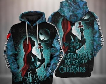 Sudadera personalizada de Jack y Sally, sudaderas de pareja de Jack Skellington, camiseta de Pesadilla antes de San Valentín, sudaderas de películas a juego, regalos para parejas