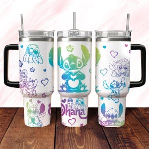 Custom Stitch And Angel Engraved Tumbler, Ohana Means Family Tumbler 40oz, Disney Stainless Tumbler, Magic Kingdom Tumbler Cup