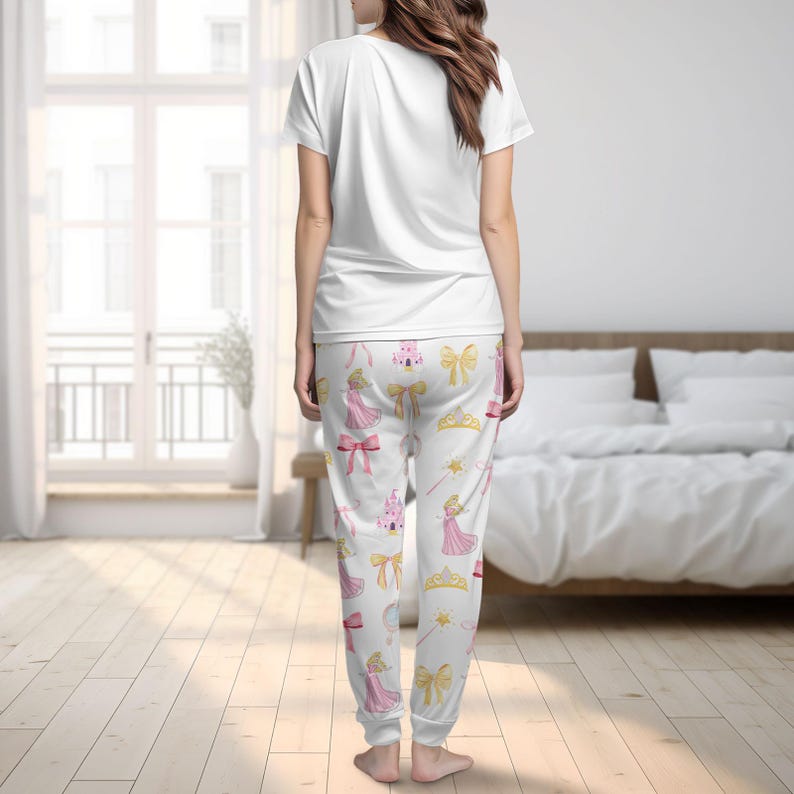 Sleeping Beauty Coquette Pajamas Set, Disney Princess Bow Tshirt Pants, Disneyworld Pajamas Family, Magic Kingdom Pjs, Valentine Gift