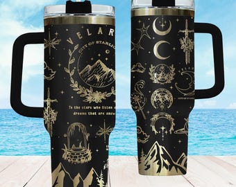 Grawerowany kubek Velaris City of Starlight, kubek ze stali nierdzewnej Acotar, kubek Night Court Drinkware, kubek Throne of Glass o pojemności 40 uncji