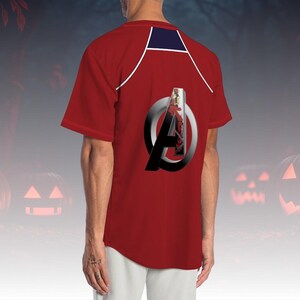 Iron Man Costume Baseball Jersey, Superhero Cosplay Jersey Shirt, Marvel Comic-Inspired Jersey Top For Fan, Tony Stark Jersey Shirt