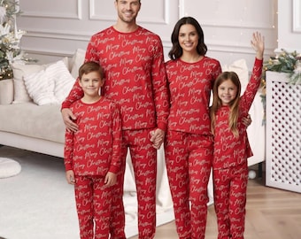 Pijamas familiares a juego de Feliz Navidad, conjunto de pijamas navideños, lindos pijamas familiares de Navidad, pijamas de invierno a juego para mujeres, hombres y niños.