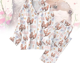 Conjunto de pijama de nutria para San Valentín, bonito pijama de nutria para mujer, te quiero como ninguna otra nutria, pijama para amantes de los animales, regalo de San Valentín