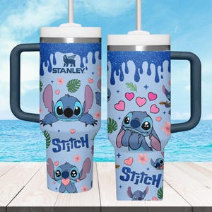 Gepersonaliseerde Disney Stitch-beker van 40 oz, grappige Stitch-drinkbeker, roestvrijstalen beker Lilo and Stitch, Disneyland Trip-beker voor ventilator