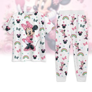 Disney Minnie Pajamas Set, Minnie Tshirt And Pants, Magic Kingdom Outfit, Valentine Pajamas, Mickey And Friends Matching Pajamas Set