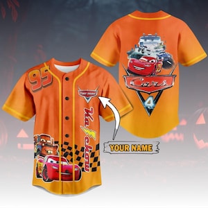 Gepersonaliseerde Lightning McQueen-honkbaljersey, Cars Movie-jersey voor fan, Disney Pixar Racing Team-shirt, Lightning McQueen-fanoutfit