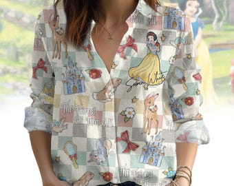 Camisa de lino de Blancanieves de Disney, camisa de princesas de Disney para mujer, camisa del Reino Mágico, camisa de La más bella de todas, camisa de viaje a Disneyland