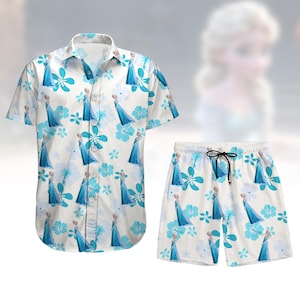Disney Elsa Button Shirt, Disney Princess Shirt and Shorts, Frozen Shirt Women, Disneyland Trip Shirt, Magic Kingdom Shirt Men