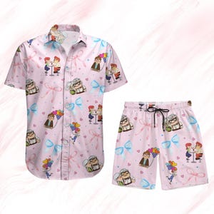 Carl And Ellie Button Shirt, Magic Kingdom Shirt For Him, Up Movie Men Shorts, Disneyland Trip Button Up Shirt, Valentine Gift For Him