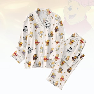 Set pigiama Winnie The Pooh, pigiama per le vacanze di San Valentino Disney, pigiama da donna con tenero orsetto Pooh, pigiama da viaggio a Disneyland, regalo di San Valentino