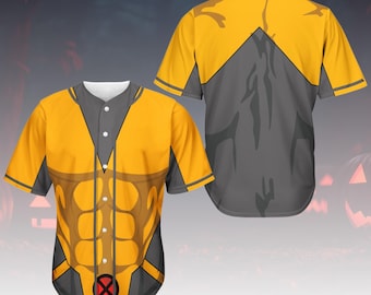 Wolverine Costume Baseball Jersey, Superhero Comic Cosplay Jersey Shirt, Marvel-Inspired Jersey For Fan, X-Men Theme Sport Shirt