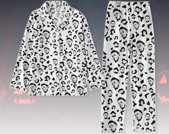 Michael Myers Pajamas Set, Halloween Horror Pajamas Women, Scary Movie Matching Pajamas, Slasher Villain Pajamas For Him, Spooky Season