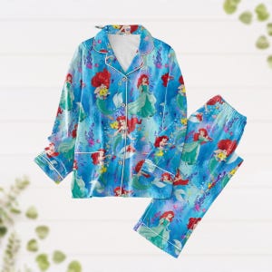 Ariel Pajamas Set, The Little Mermaid Kid Women Pajamas, Magic Kingdom Shirt, Disneyland Girls Trip, Disney Princess Fan Gift
