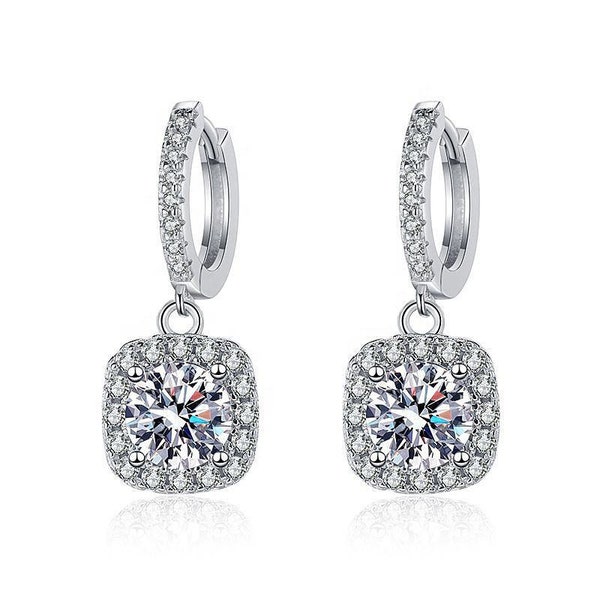 Mother's Day Gift Elegant Jewelry for Mom 1 Carat Drop Moissanite Earrings Unique Gift for Her Sparkling Moissanite Mother's Day Jewelry
