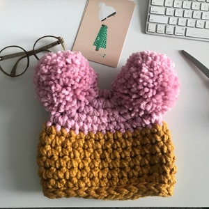 The Double Dipped Hat in Baby Soft Pink & Butterscotch image 1