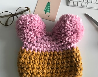The Double Dipped Hat in Baby Soft Pink & Butterscotch