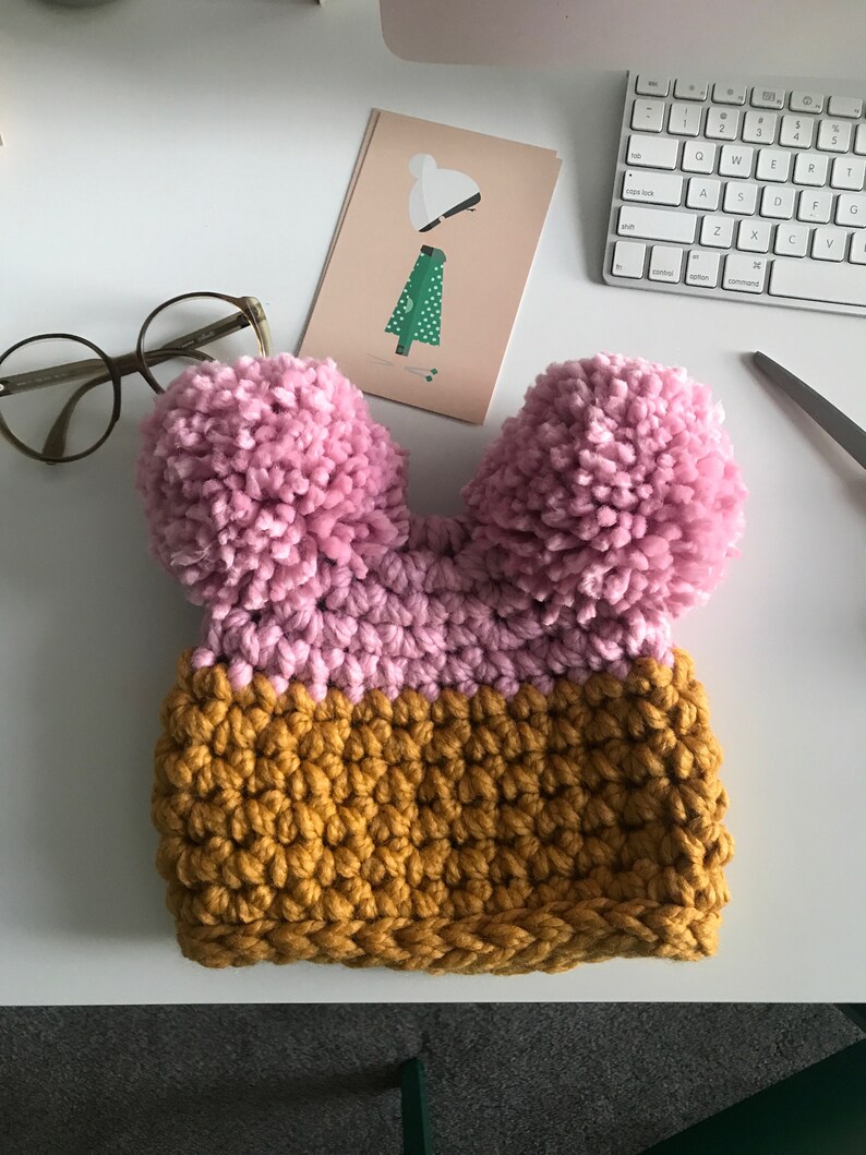 The Double Dipped Hat in Baby Soft Pink & Butterscotch image 1
