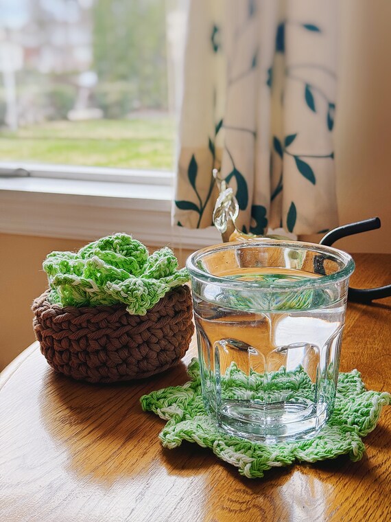 Pointed Leaf Crochet Succulent Coasters - Etsy