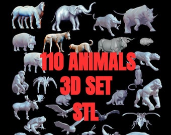 110 High-Quality 3D STL Animal Files - Digital Download for CNC, Laser Cut|Wildlife, Pet and Fantasy Animal Designs for Sculptures