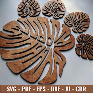 Lasergesneden kaasplant blad onderzetters digitaal bestand - DXF SVG Pdf Eps Ai - Vector patroon, sjablonen voor laser- en CNC-snijden