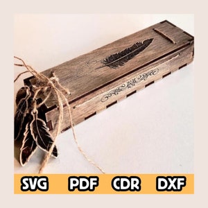 Confezione regalo con penna con file tagliato al laser - Modello vettoriale SVG DXF per astuccio fai da te - Custodia con scatola regalo - Modello con taglio laser