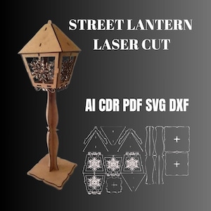 Lampione stradale digitale SVG: design creativo tagliato al laser per illuminazione personalizzata del giardino - Download immediato
