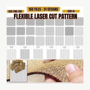 Fichiers découpés au laser à charnière vivante flexibles pour Glowforge, Lightburn, Xtool, Ortur, etc. Machines de découpe laser