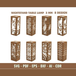 Fichier bricolage moderne découpé au laser (20 cm) - Lampe de table de chevet en bois découpée au laser - Parfaite pour le salon, la chambre à coucher, le bureau - Téléchargement numérique