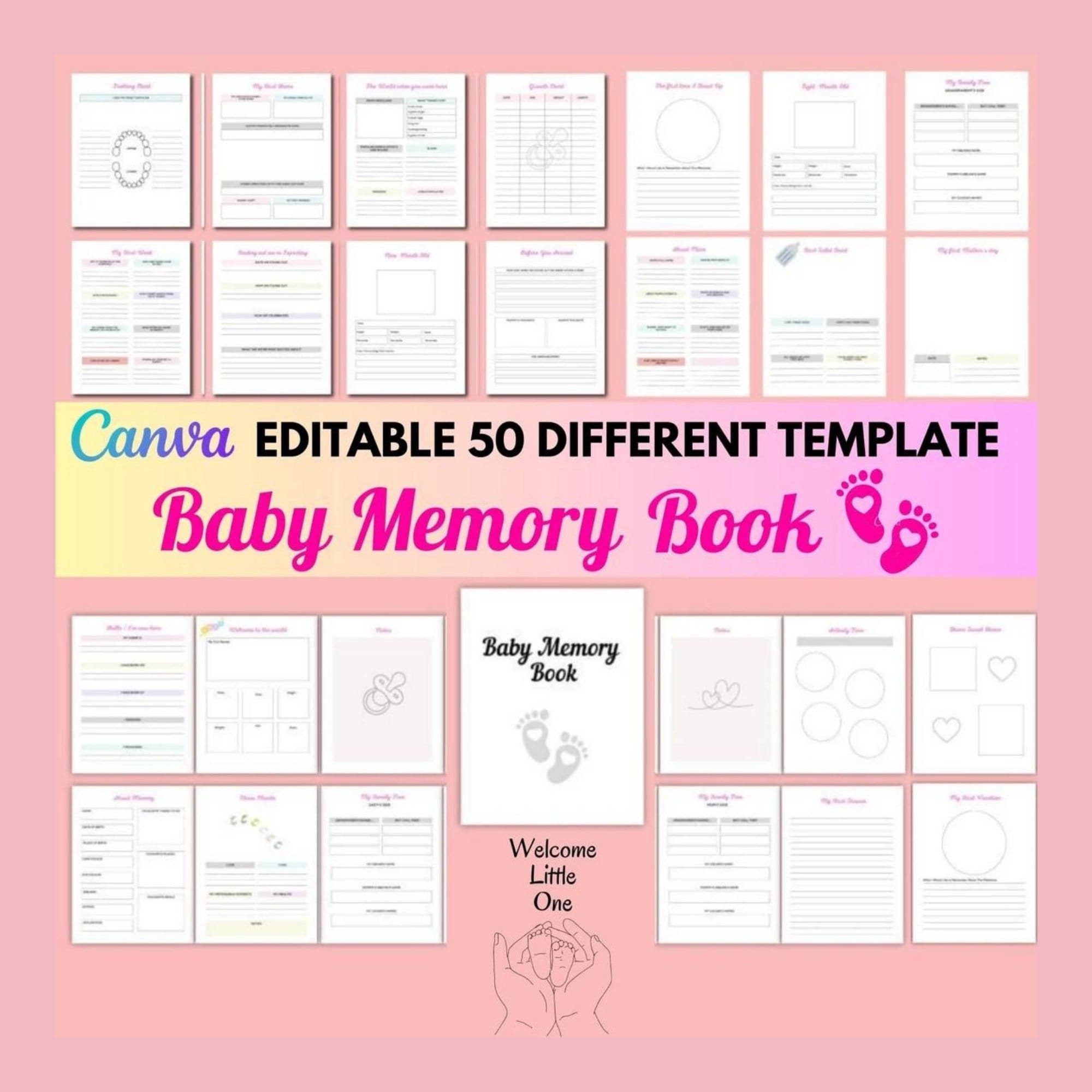 Editable Baby Memory Book Canva Template - Digital Download - Customizable Baby Keepsake Journal - Instant Access Baby Book Template