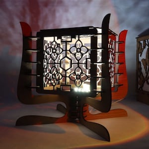 Laser Cut Contemporary Wooden Table Lamp - 3mm Plywood - Modern Design - DIY Laser Cut File - Stylish Home Decor - Instant Digital Download