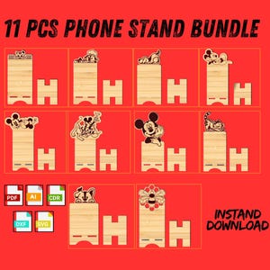 Lot de 11 supports de téléphone en bois – Modèles de découpe laser SVG pour supports portables – Téléchargement numérique