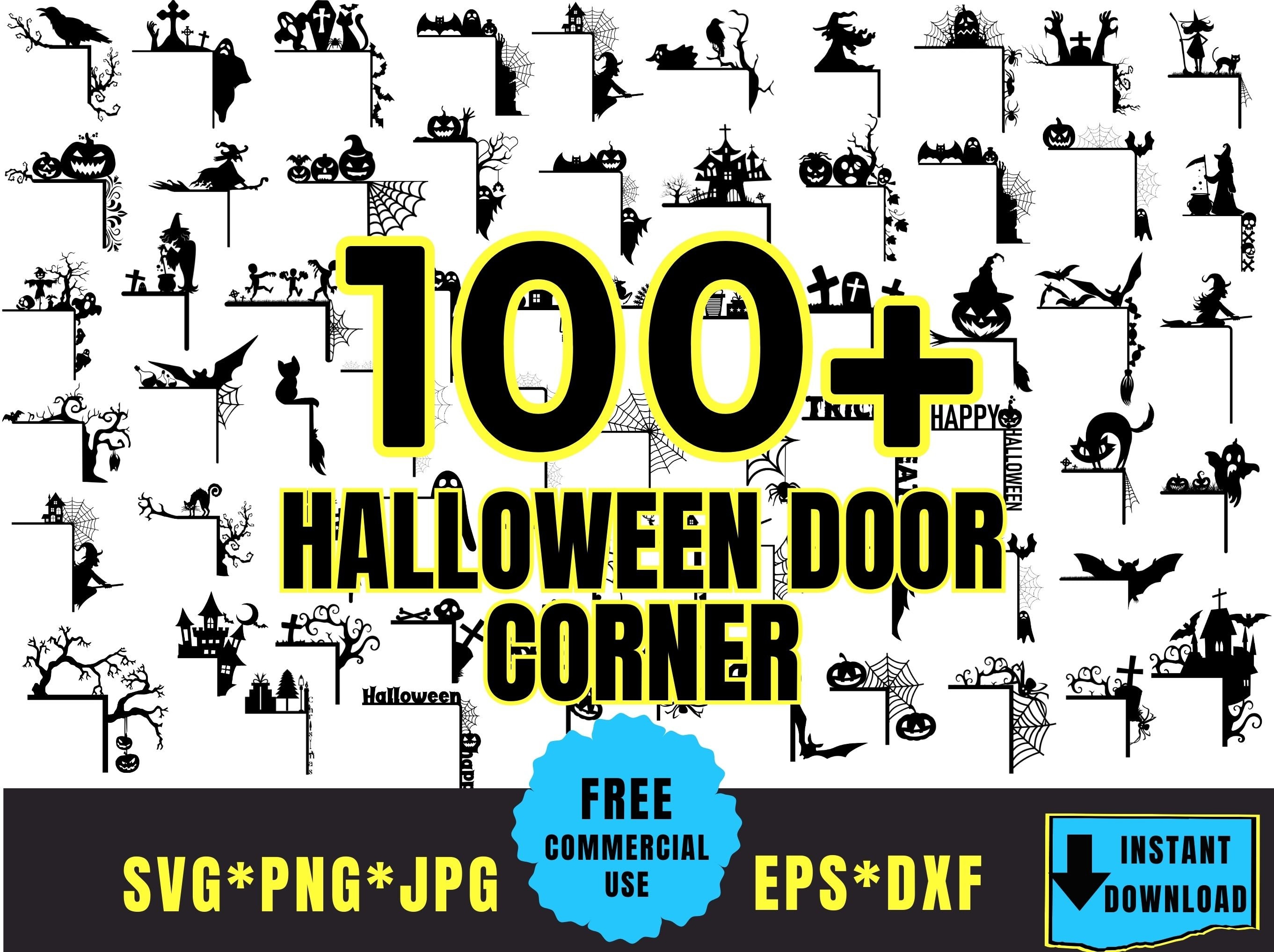 Espeluznante esquina de la puerta de Halloween Svg, Adorno de puerta de Halloween svg, Casa espeluznante Svg, Decoración del hogar de Halloween, Colgador de puerta de Halloween svg, Halloween