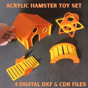 Acrylic Hamster Toy Set – 4 Laser Cut Design Files (dxf & cdr) for cnc / DIY Projects