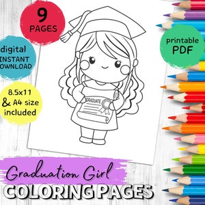 preschool graduation kids coloring pages, kindergarten graduation activity, end of year, class of 2024, homeschool printable coloring book