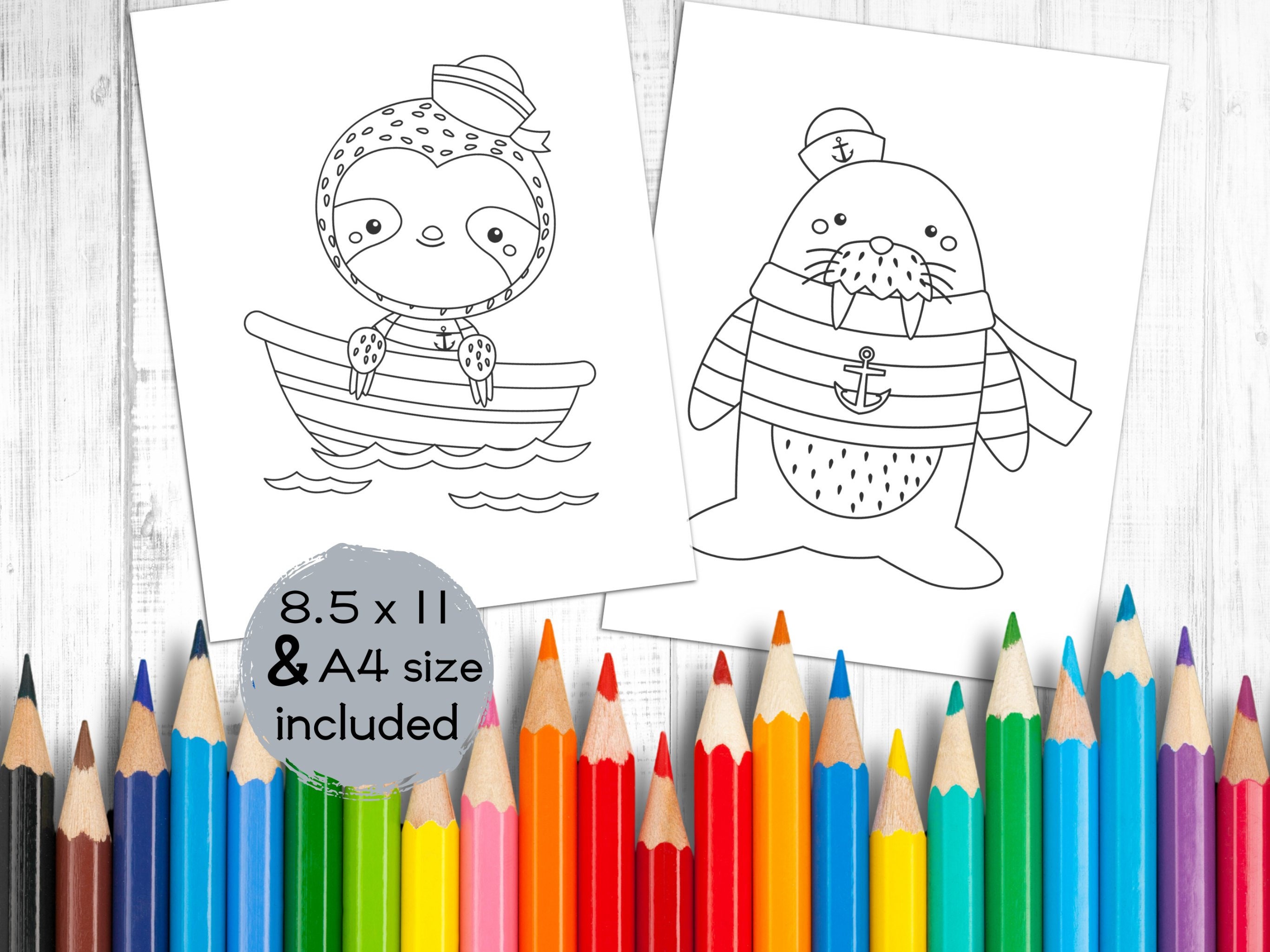 Sea Animals Kids Coloring Pages, Pirate Ship Easy Coloring Book for ...