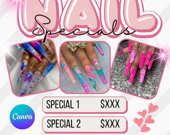 Pink Nail Special Flyer, DIY Canva Template