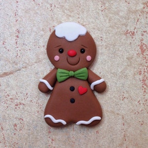 Gingerbread Man Pin Polymer Clay Christmas Gingerbread Man Brooch image 1