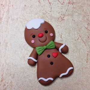 Gingerbread Man Pin Polymer Clay Christmas Gingerbread Man Brooch image 4