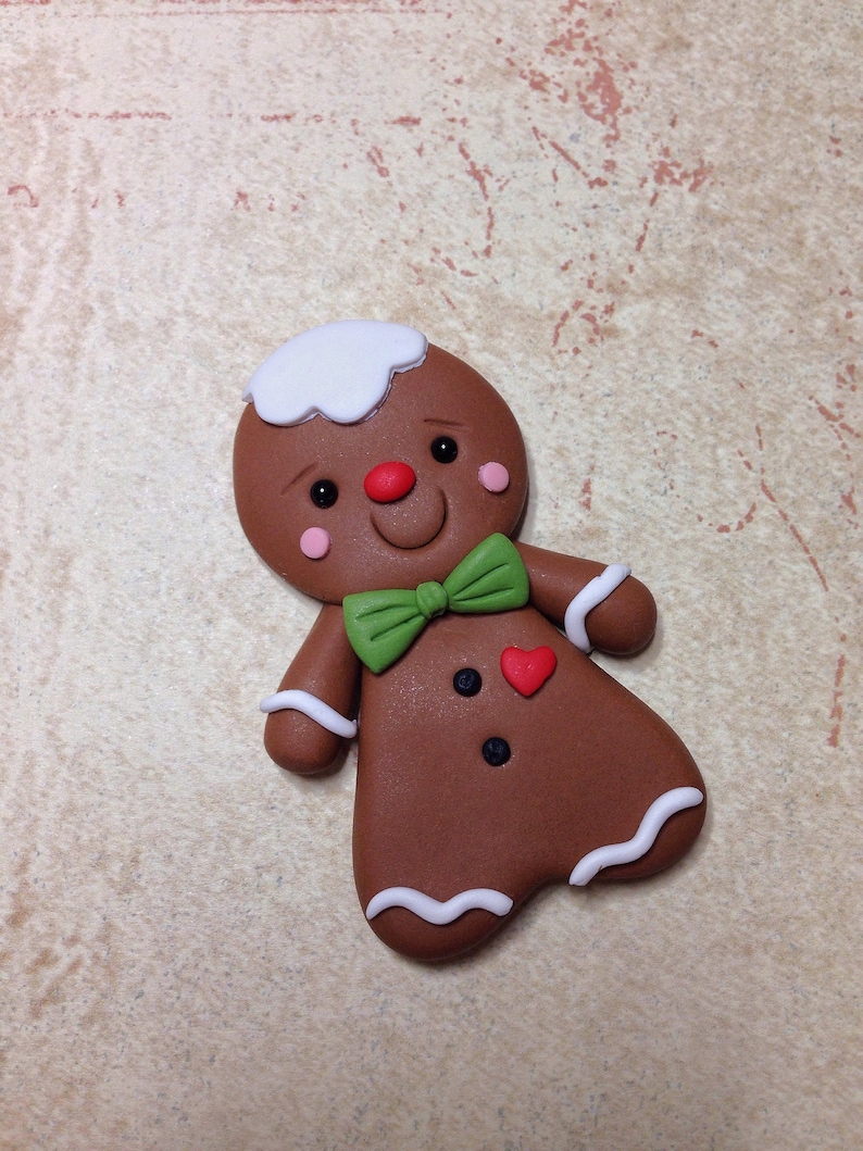 Gingerbread Man Pin Polymer Clay Christmas Gingerbread Man Brooch image 4