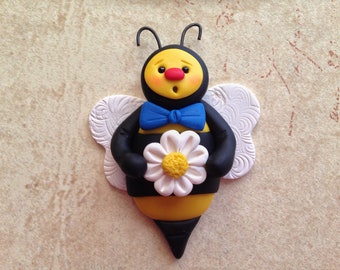 Bumblebee Pin - Hand sculpted Polymer Clay Bumble Bee Brooch